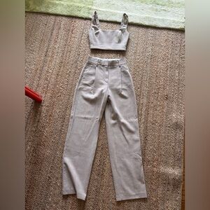 Wilfred Tan Pants & Crop Top Set